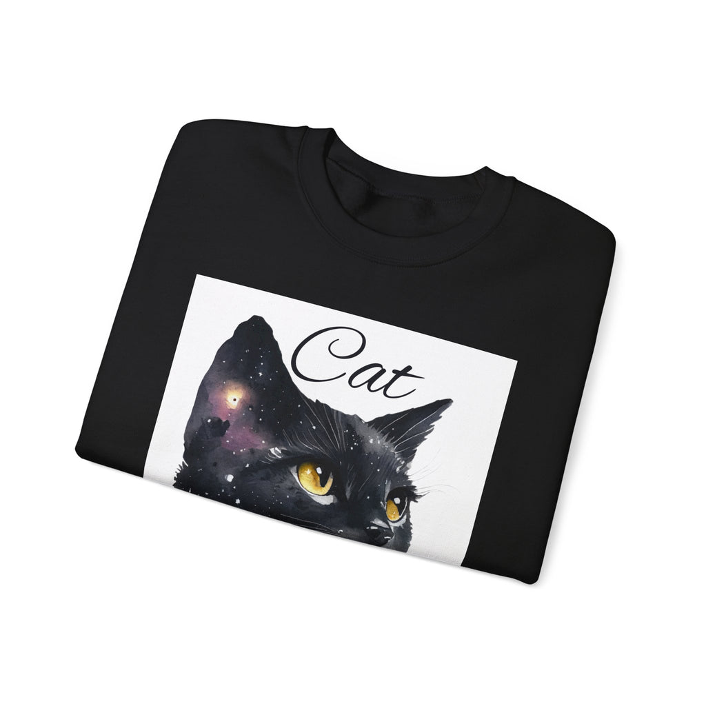 Galaxy Black Cat Sweatshirt — 'Cat' Watercolor Portrait Crewneck