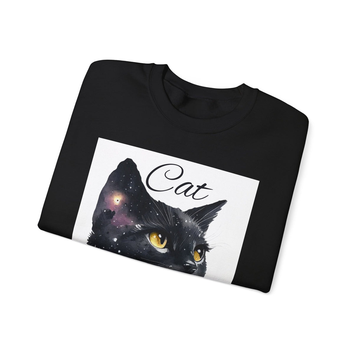 Galaxy Black Cat Sweatshirt — 'Cat' Watercolor Portrait Crewneck