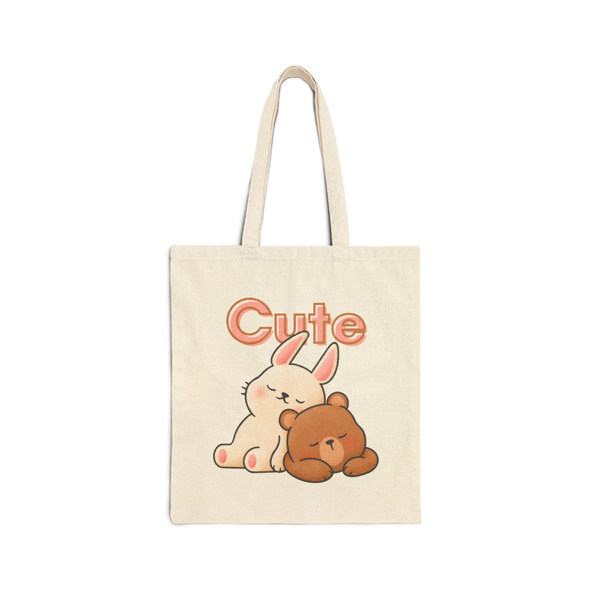 Cute Bunny & Bear Tote Bag — Cotton Canvas Cute Graphic Tote