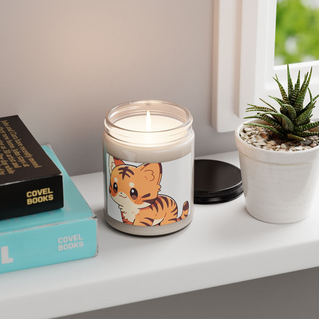 Cute Tiger Soy Candle — 9oz Scented Jar (Kawaii Animal Decor)