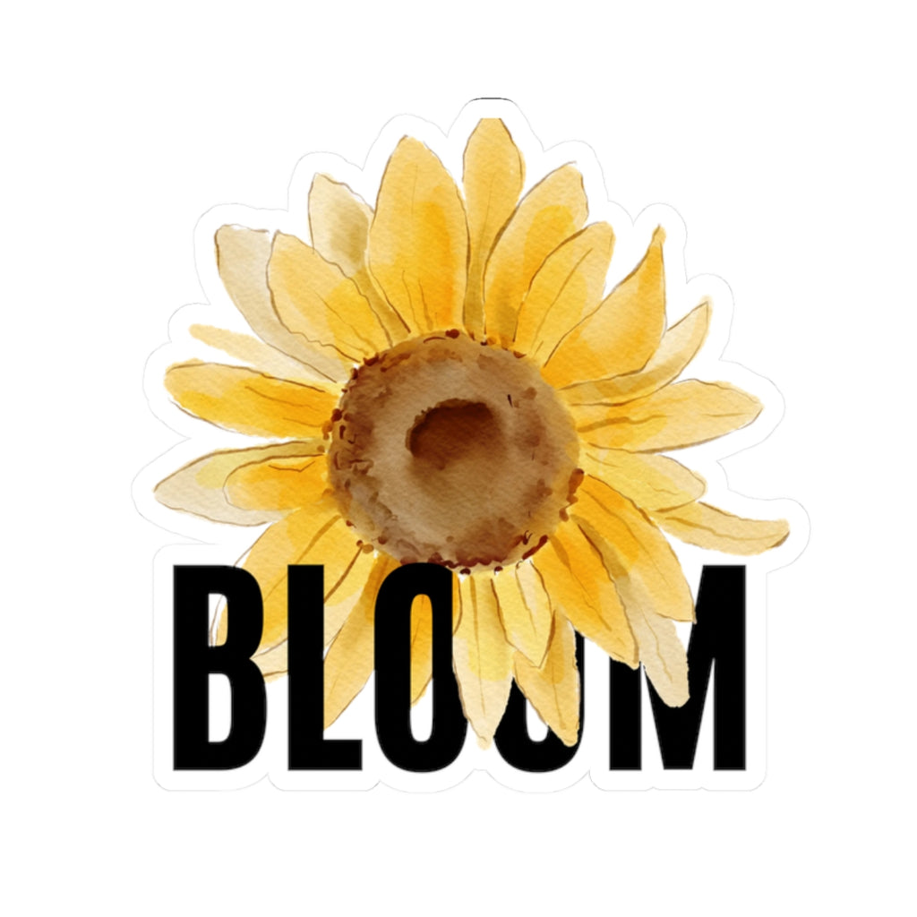 Bloom Sunflower Sticker — Yellow Watercolor Floral Kiss-Cut Laptop Decal
