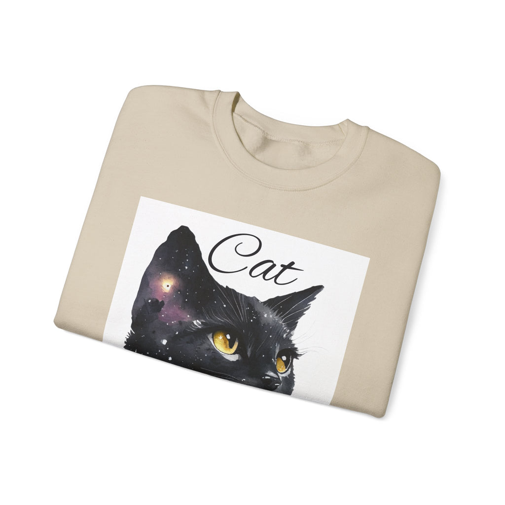Galaxy Black Cat Sweatshirt — 'Cat' Watercolor Portrait Crewneck