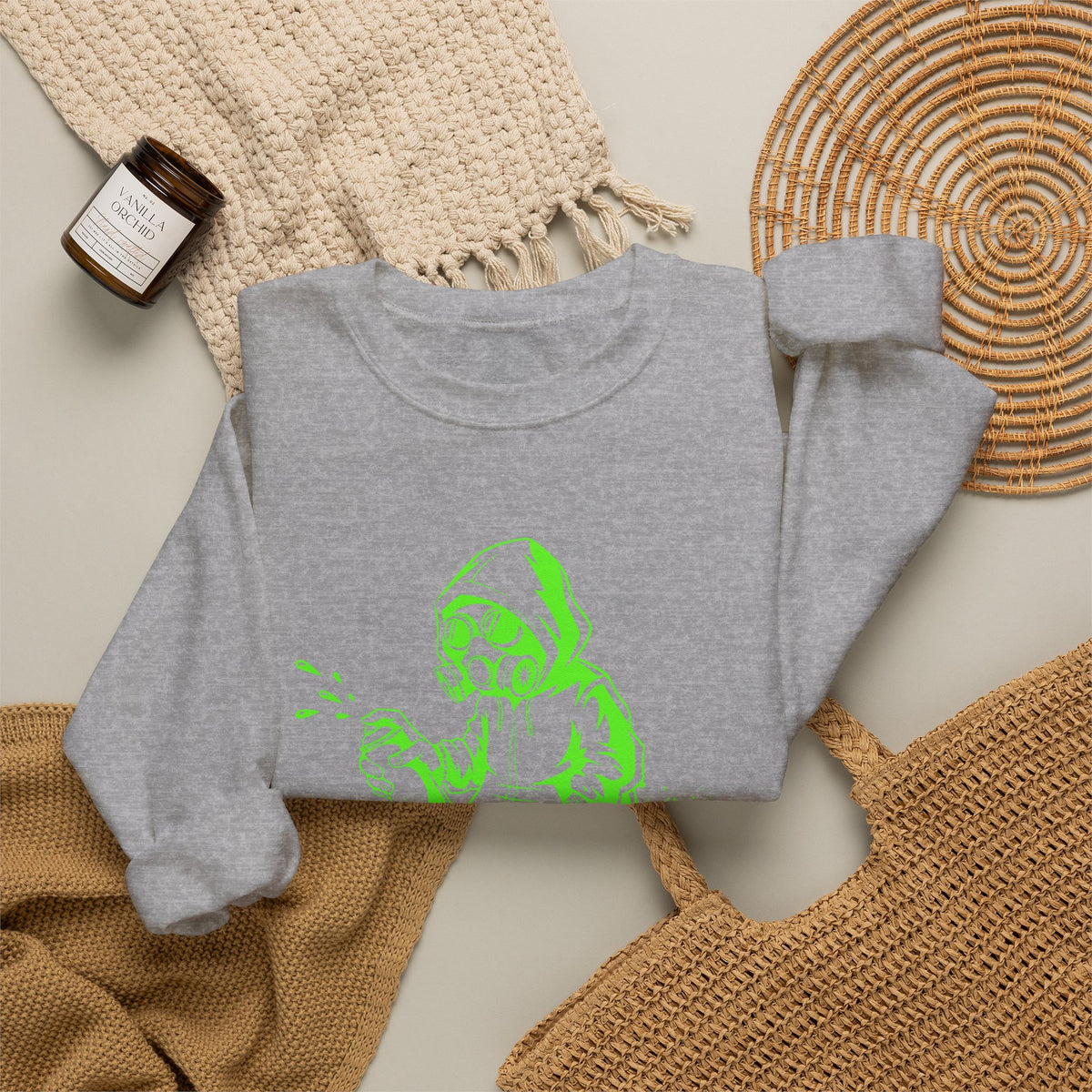 Street Graffiti Hoodie Sweatshirt — Neon Green Spray Paint Design