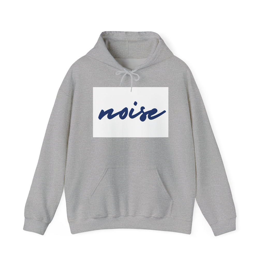 Noise Script Hoodie — Minimalist White Pullover with Handwritten ‘noise’