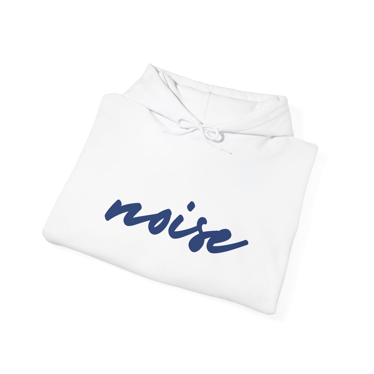 Noise Script Hoodie — Minimalist White Pullover with Handwritten ‘noise’