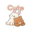 Cute Bunny & Bear Sticker — Kiss-Cut Decorative Laptop Sticker with 'Cute' Text