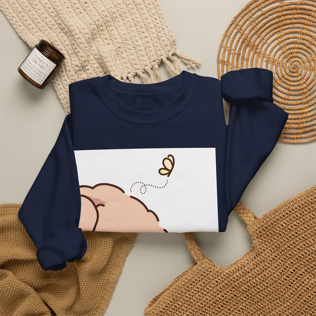 Cute Peeking Puppy Crewneck Sweatshirt – Adorable Cartoon Dog with Bee Design