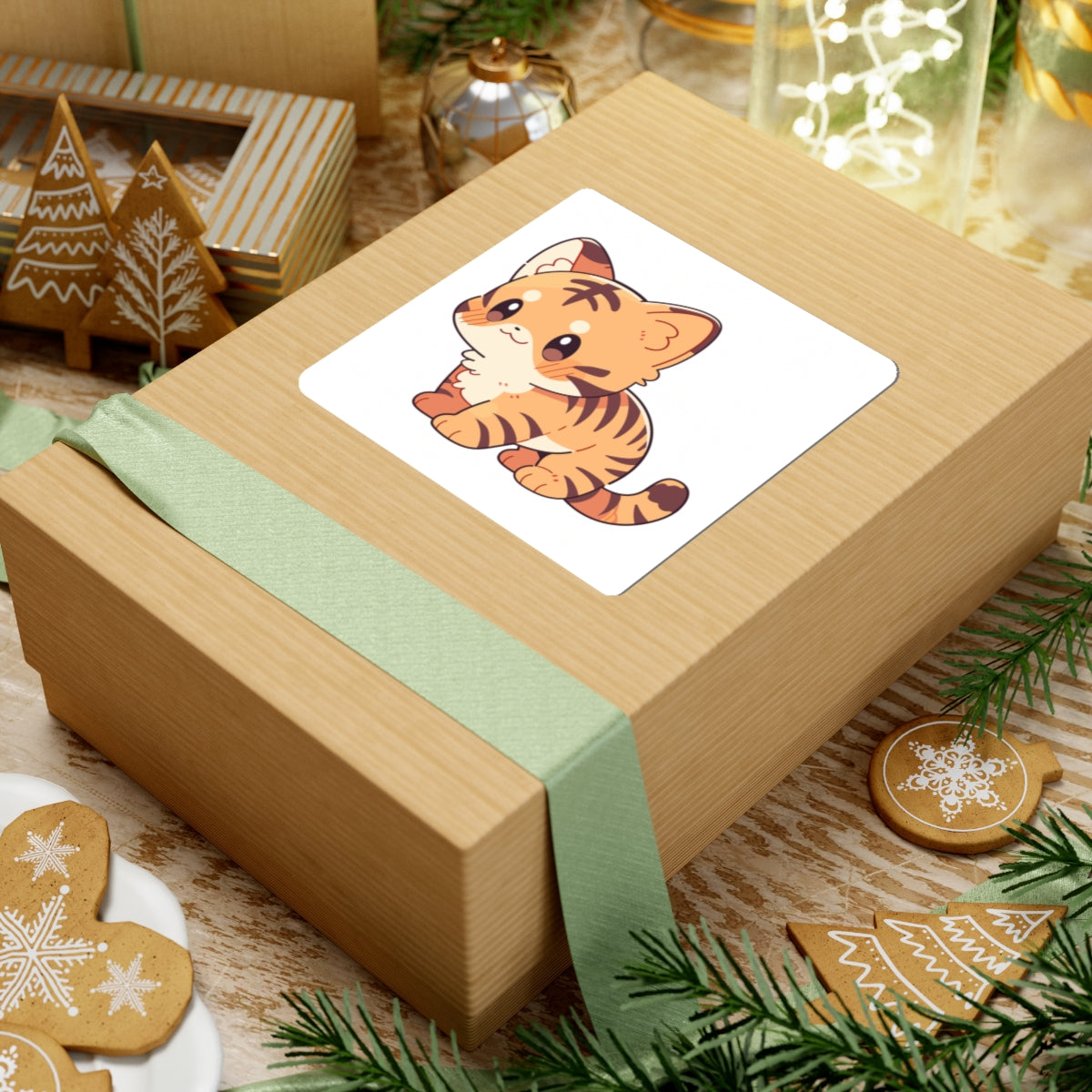 Cute Kawaii Tiger Kitten Sticker - Kiss-Cut Vinyl Decal for Laptops & Scrapbooks