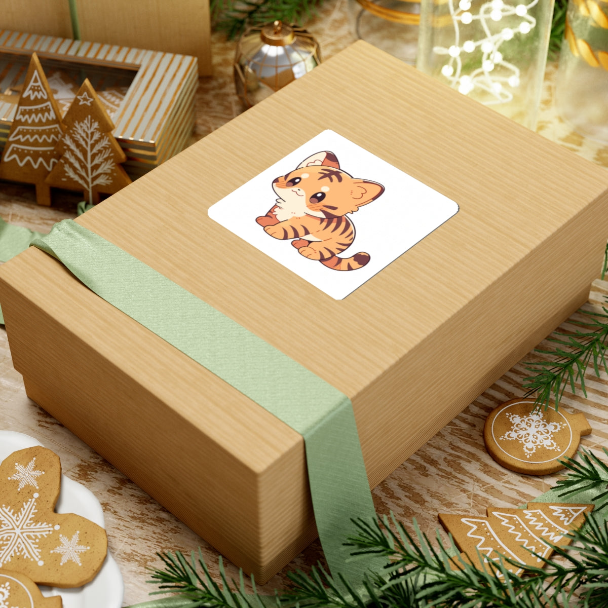 Cute Kawaii Tiger Kitten Sticker - Kiss-Cut Vinyl Decal for Laptops & Scrapbooks