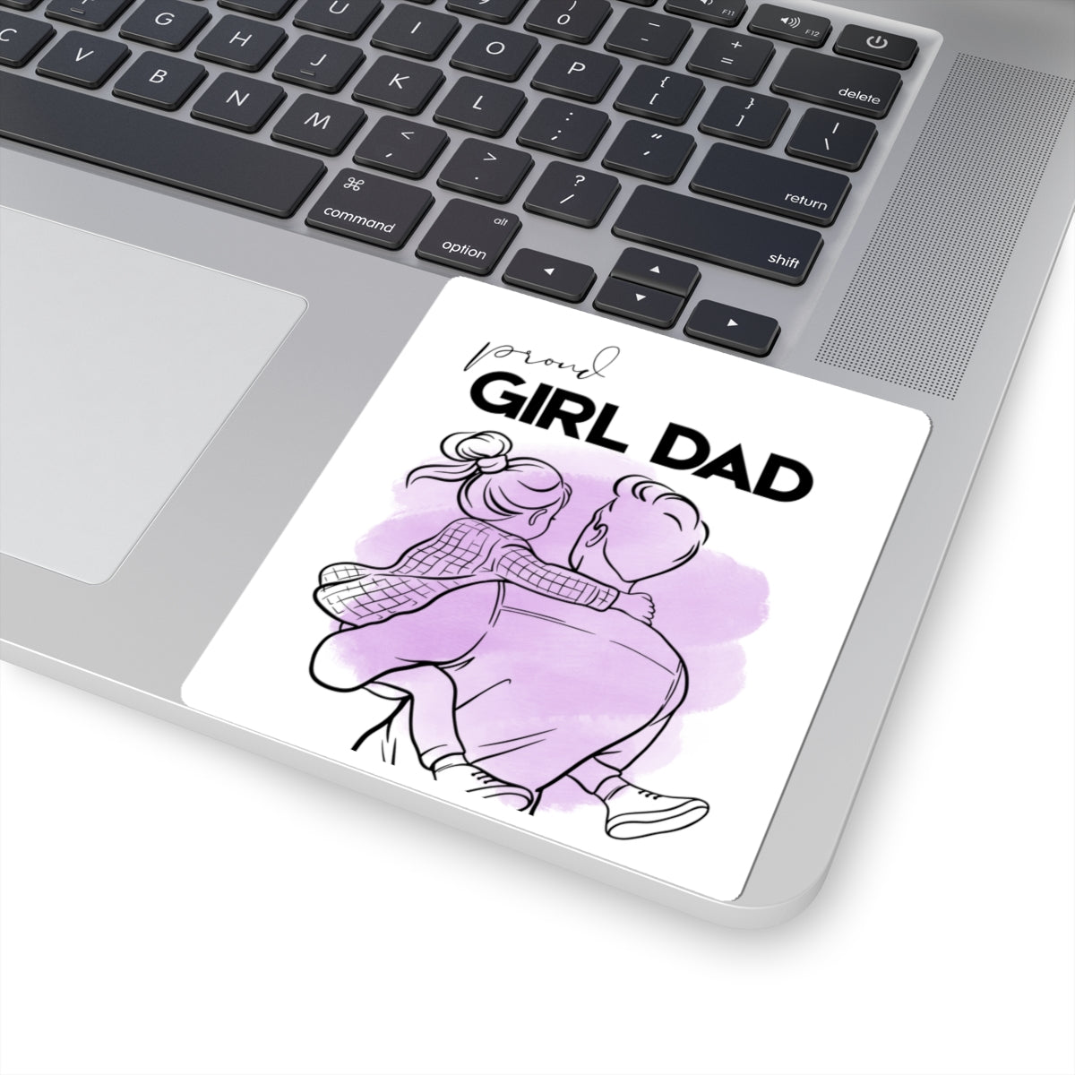 Proud Girl Dad Kiss-Cut Sticker — Father & Daughter Illustration, Laptop Decal, FatherGift for Dads