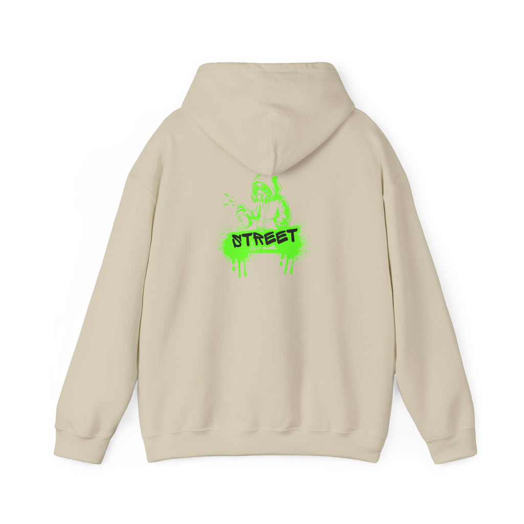 Street Green Graffiti Hoodie – "STREET" Neon Skate Graphic