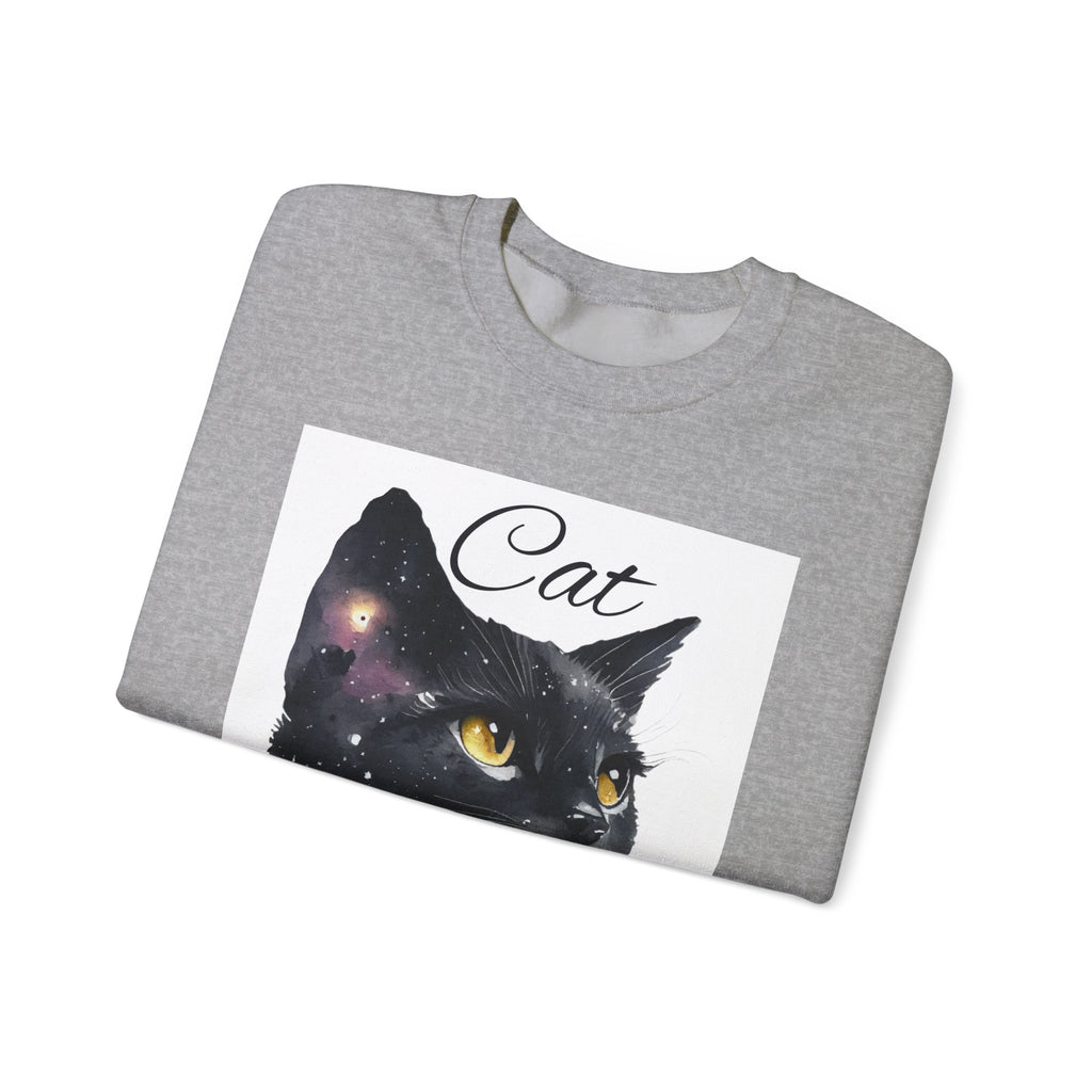 Galaxy Black Cat Sweatshirt — 'Cat' Watercolor Portrait Crewneck