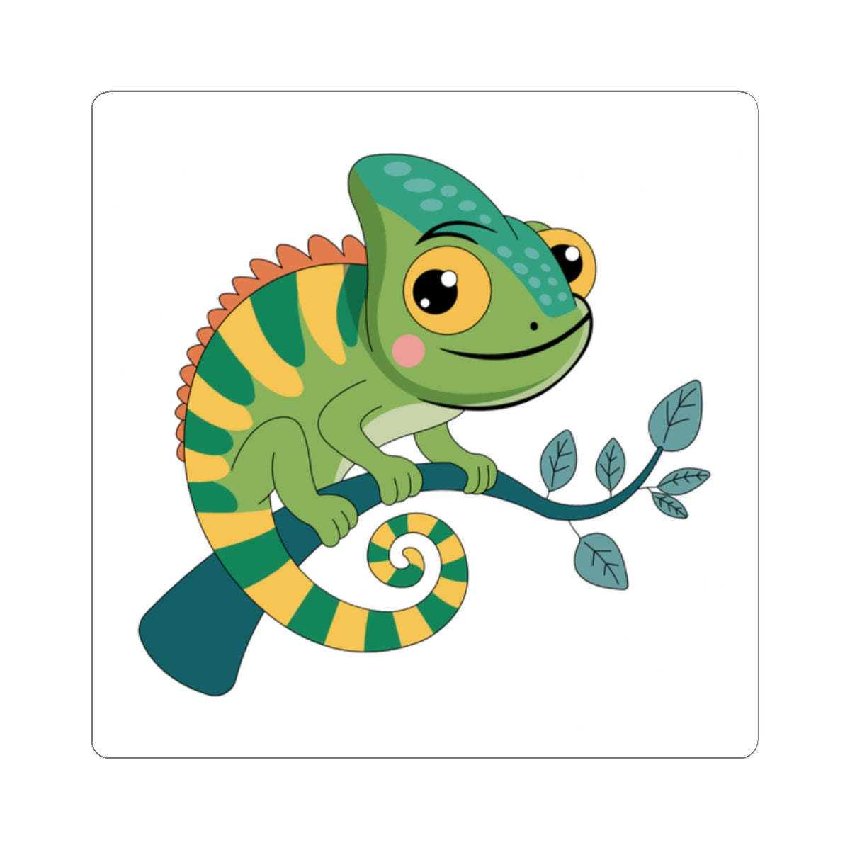 Cute Chameleon Kiss-Cut Sticker — Colorful Tropical Lizard Decal for Laptops, Water Bottles & Scrapbooks