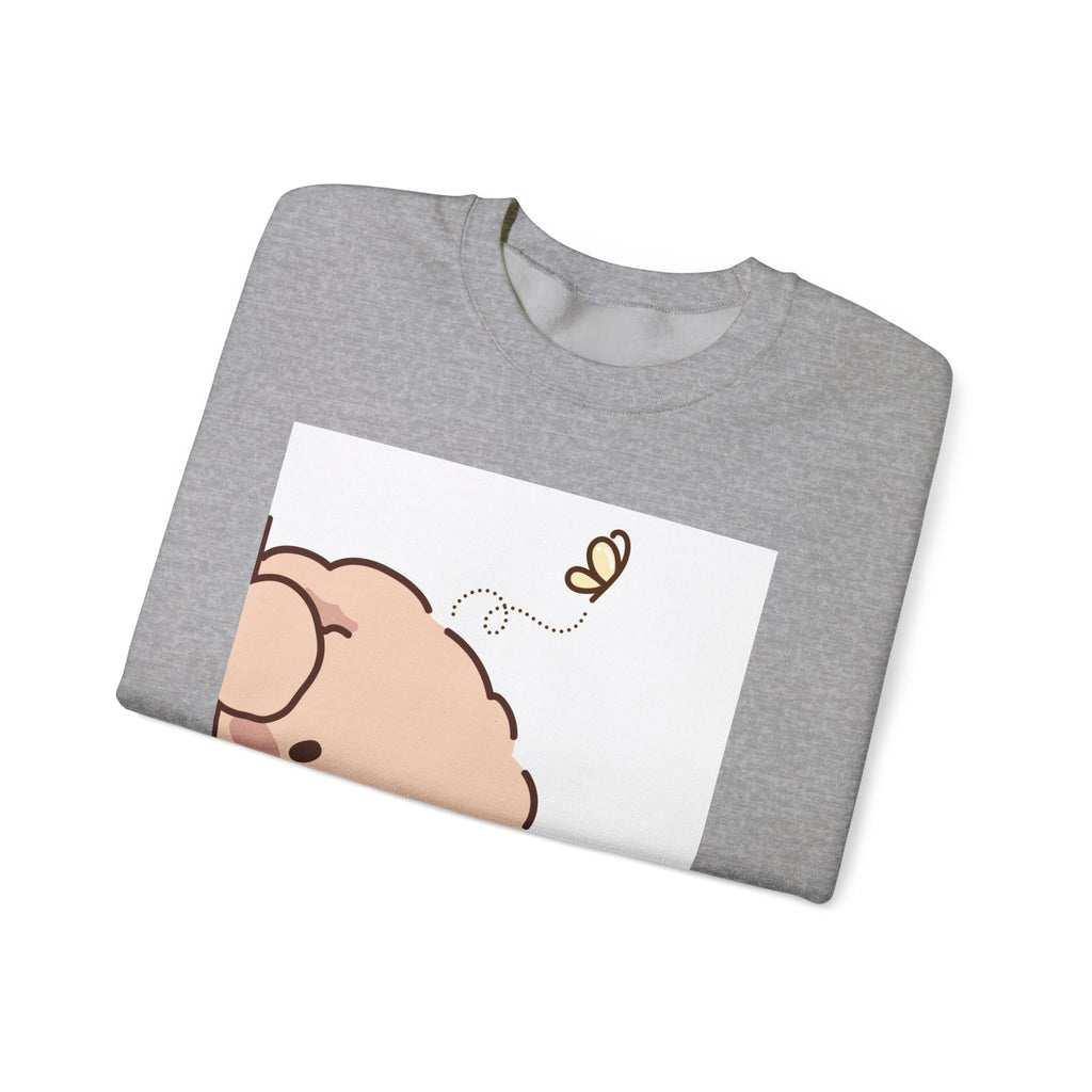 Cute Peeking Puppy Crewneck Sweatshirt – Adorable Cartoon Dog with Bee Design