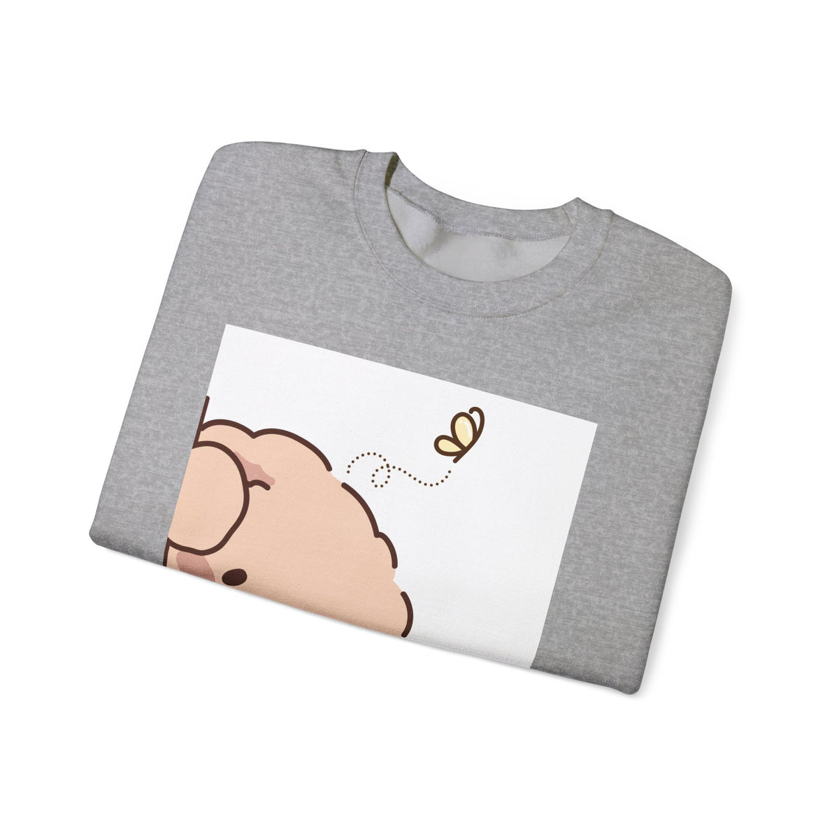 Cute Peeking Puppy Crewneck Sweatshirt – Adorable Cartoon Dog with Bee Design