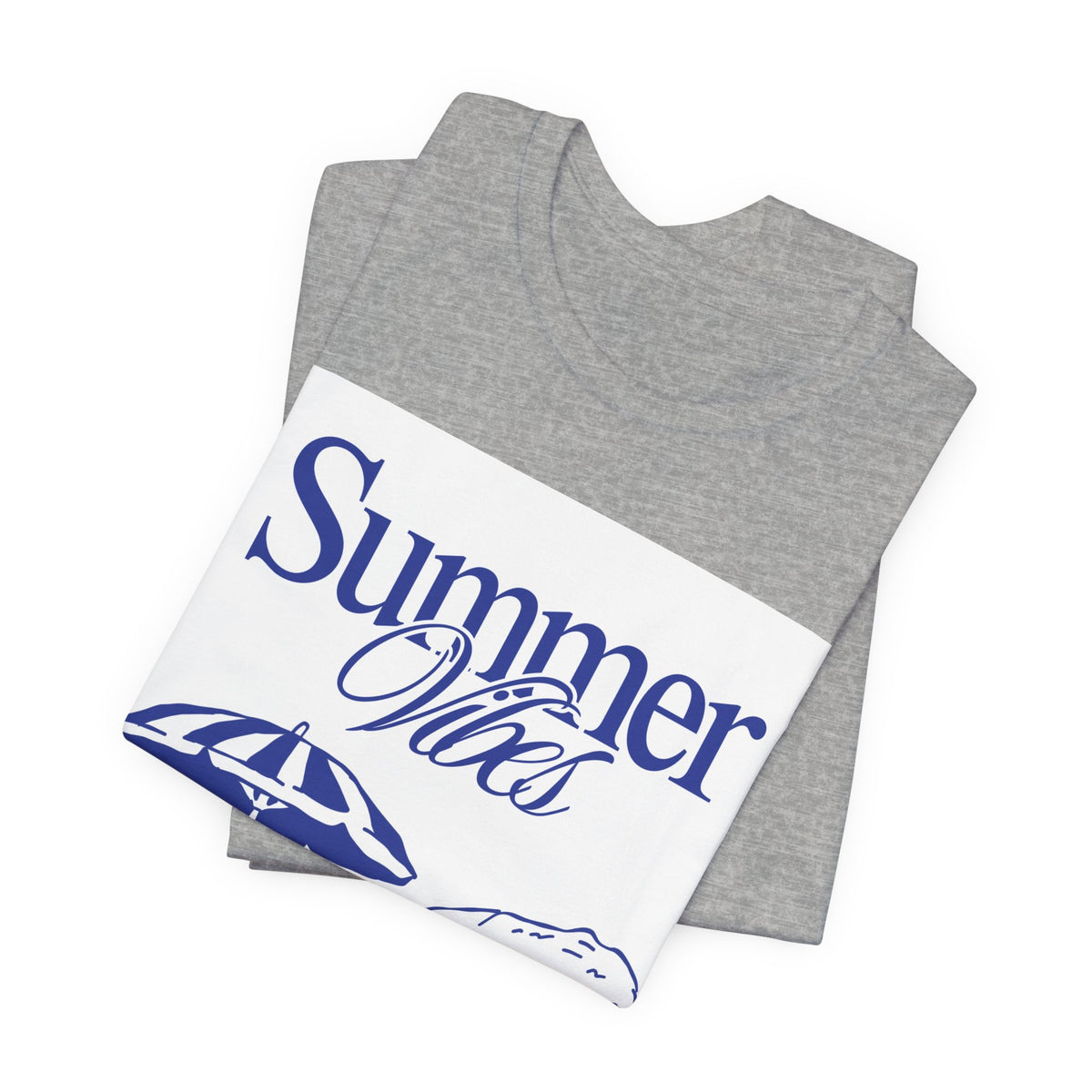 Summer Vibes Beach T-Shirt — Coastal Umbrella & Seaside Illustration Tee