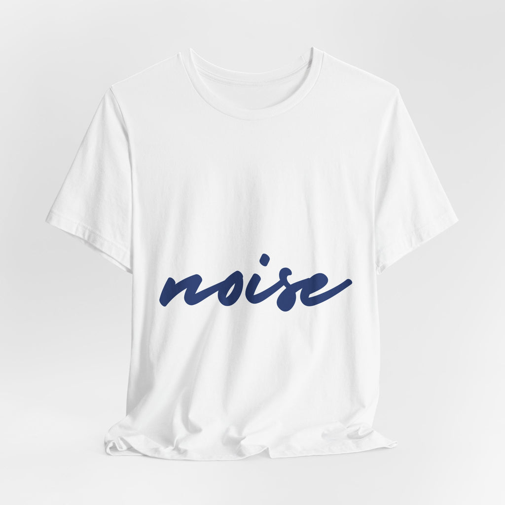 Noise Script T‑Shirt — Minimalist Blue Handwritten Tee
