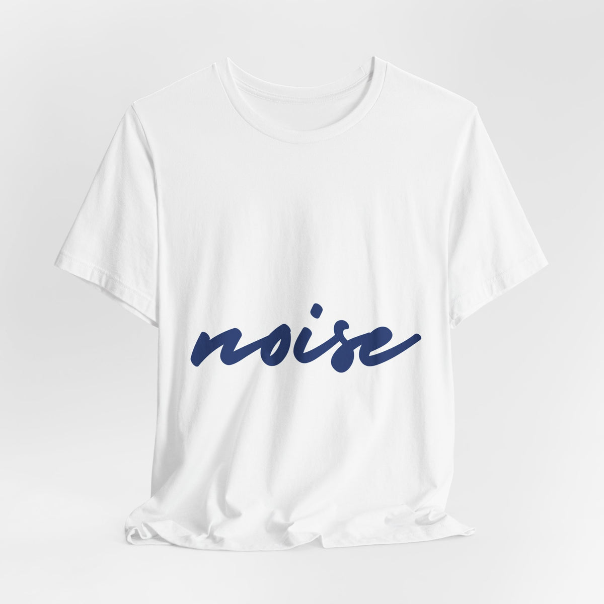 Noise Script T‑Shirt — Minimalist Blue Handwritten Tee