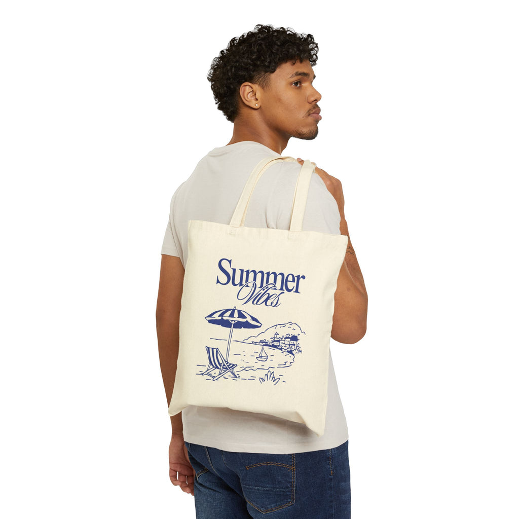 Summer Vibes Beach Tote Bag – Canvas Shopping & Beach Market Bag