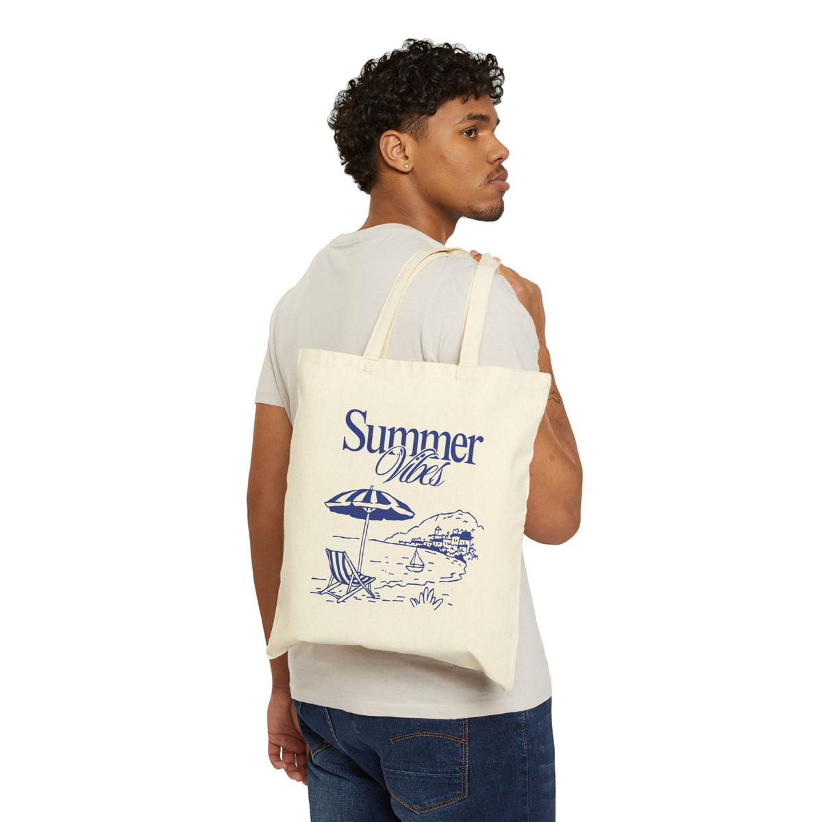 Summer Vibes Beach Tote Bag – Canvas Shopping & Beach Market Bag