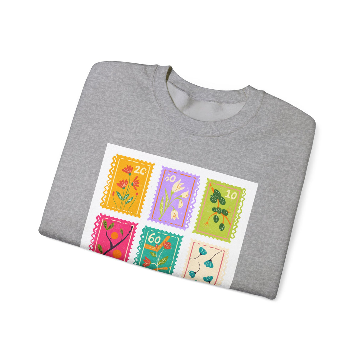 Floral Stamp Patch Sweatshirt — Colorful Botanical Crewneck