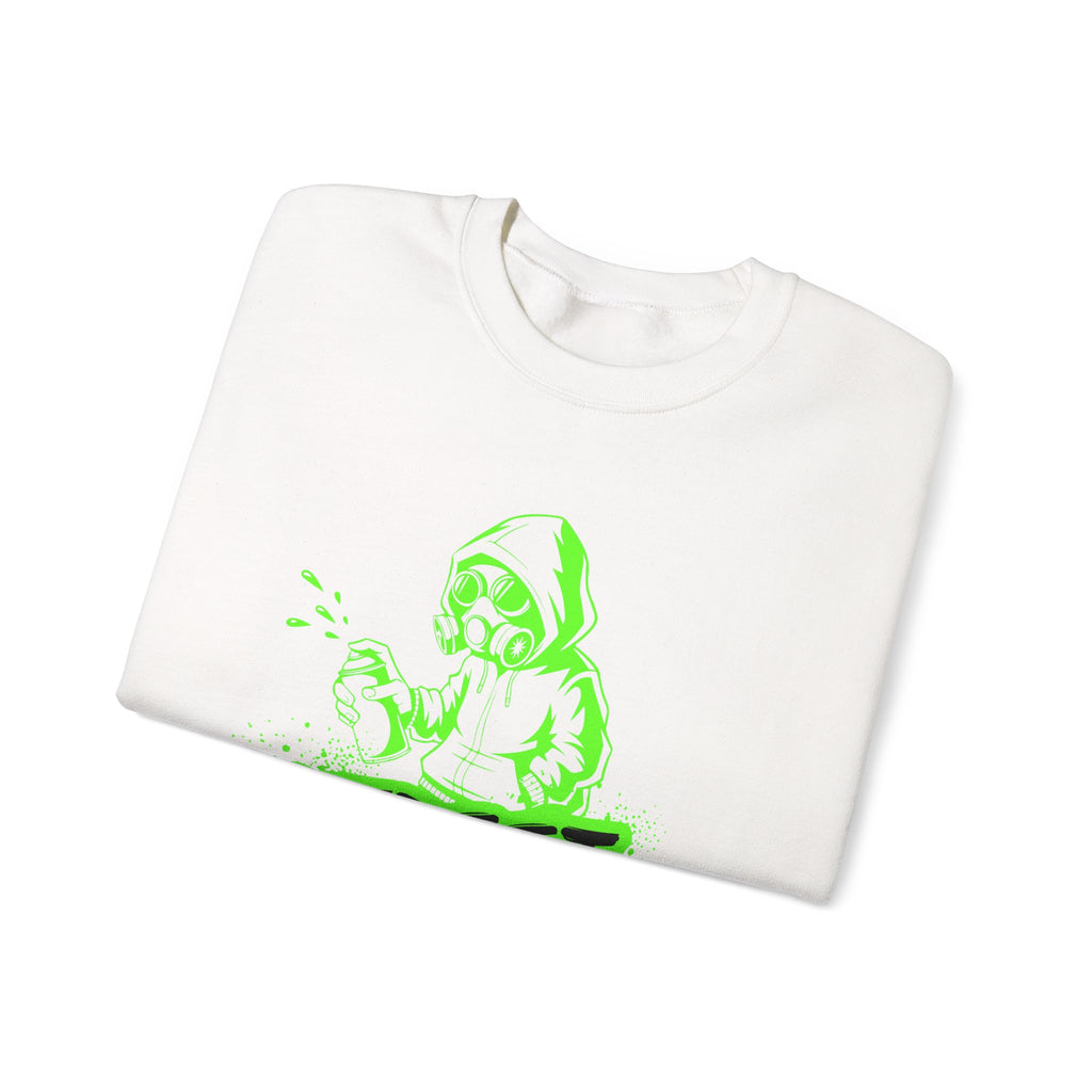 Street Graffiti Hoodie Sweatshirt — Neon Green Spray Paint Design