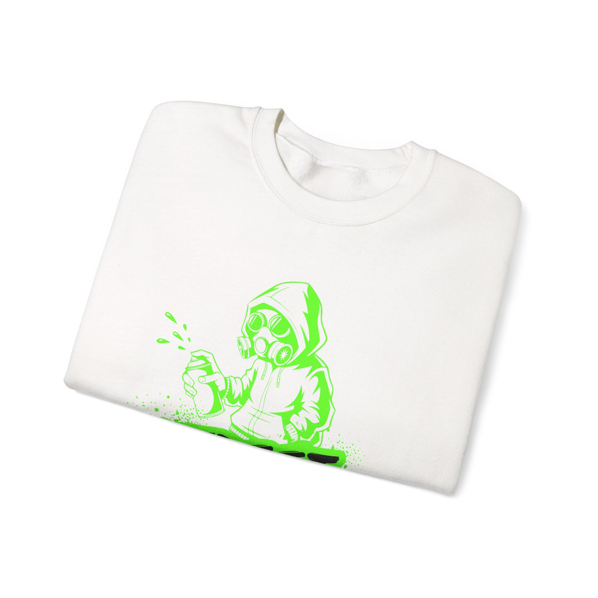 Street Graffiti Hoodie Sweatshirt — Neon Green Spray Paint Design