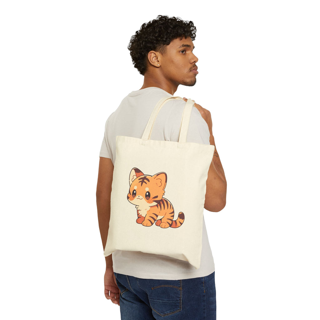 Cute Tiger Cub Tote Bag — Kawaii Animal Cotton Canvas Shopper