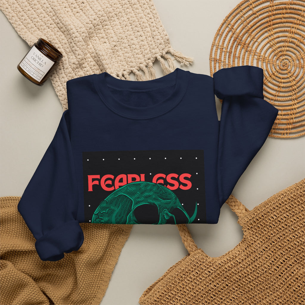 Fearless Skull Crewneck Sweatshirt — Green Skull Graphic Pullover