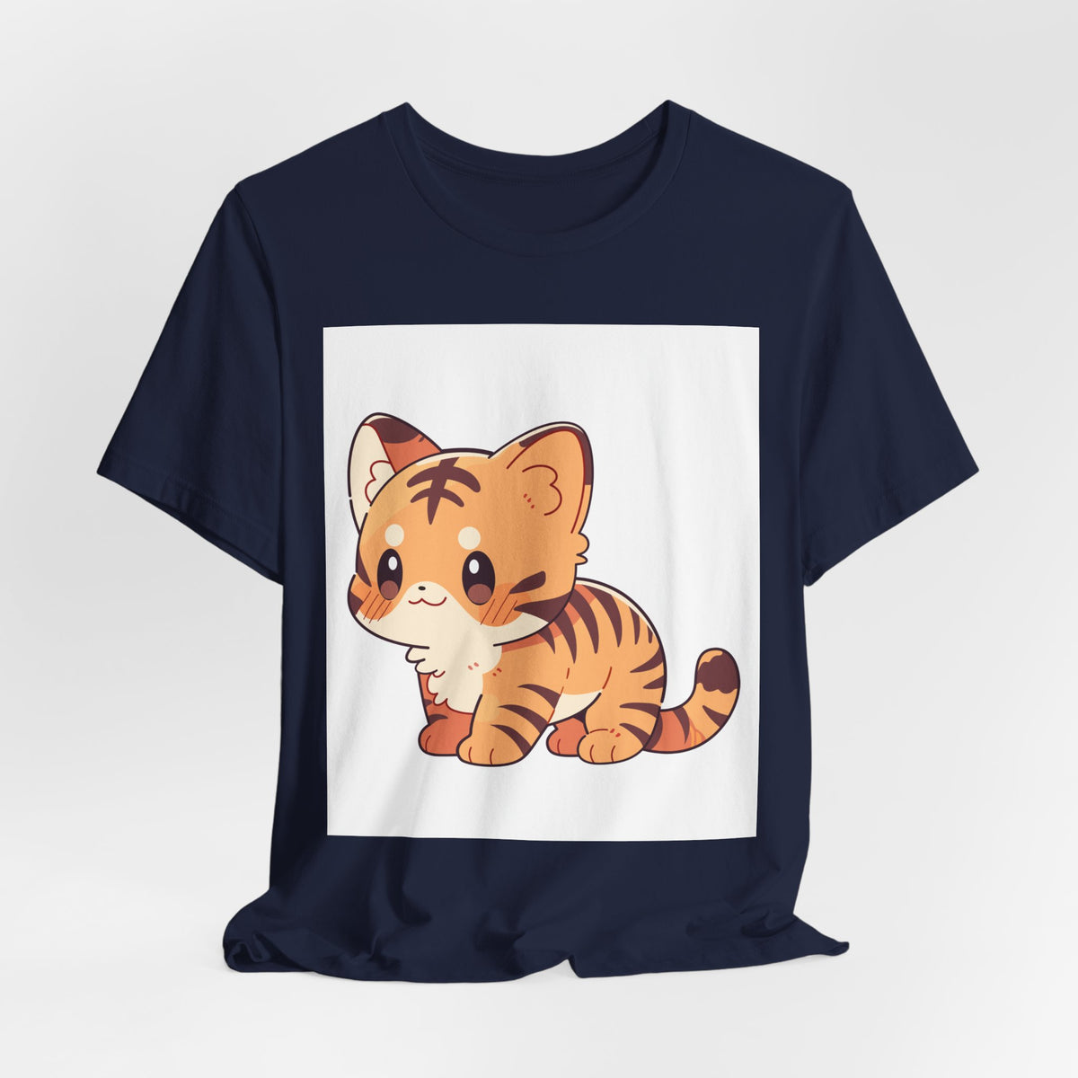 Cute Cartoon Tiger Tee — Adorable Kitten-Style Tiger Graphic T-Shirt