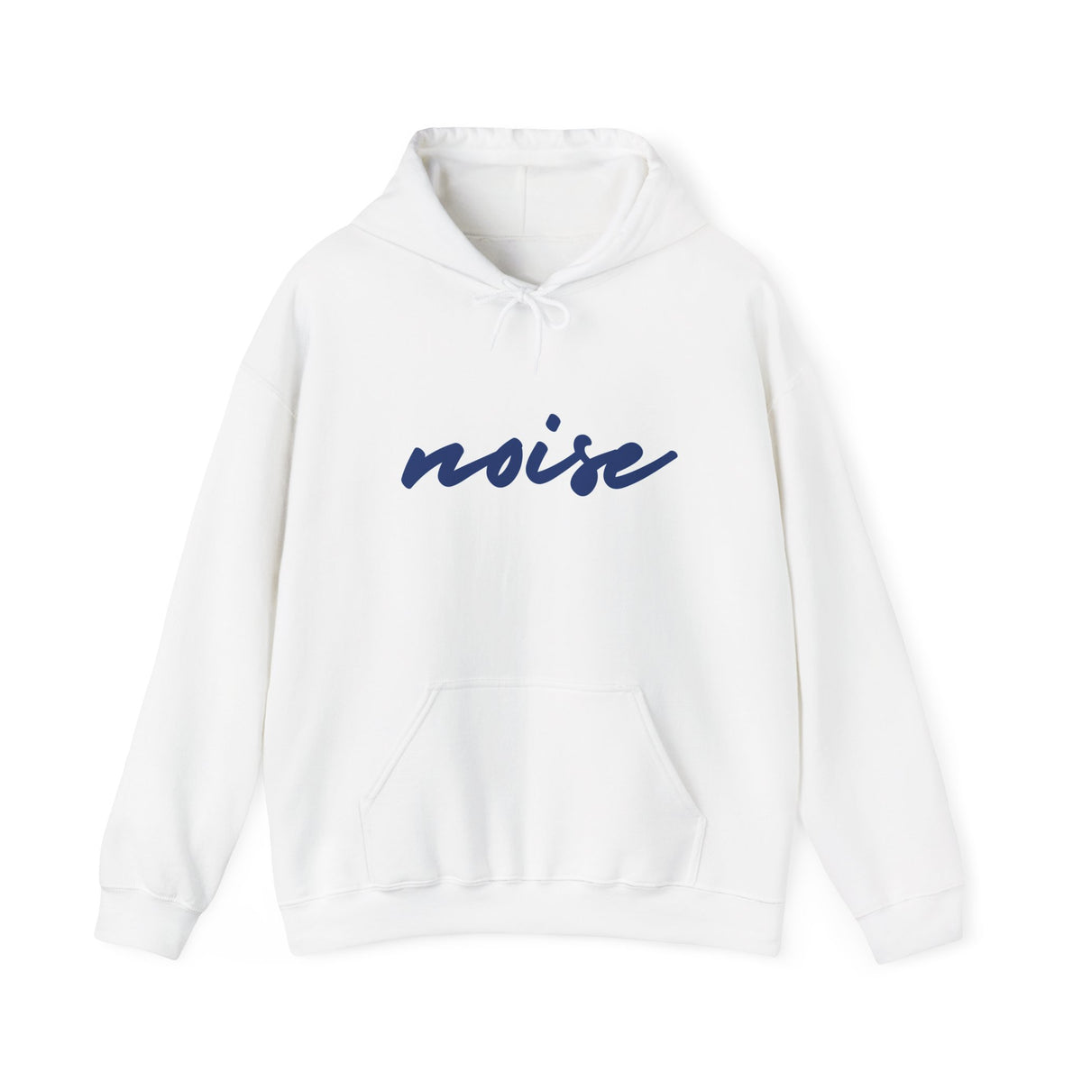Noise Script Hoodie — Minimalist White Pullover with Handwritten ‘noise’