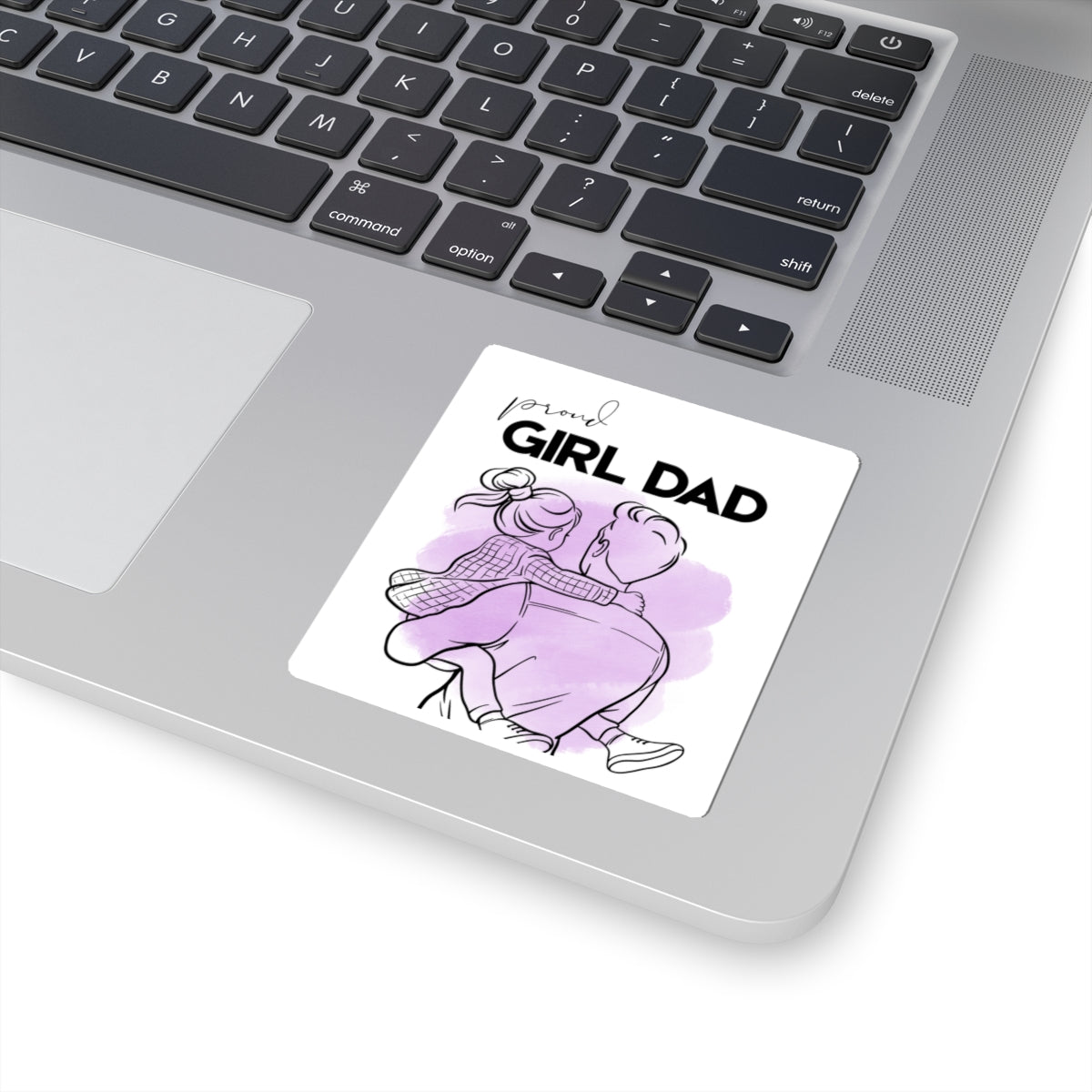 Proud Girl Dad Kiss-Cut Sticker — Father & Daughter Illustration, Laptop Decal, FatherGift for Dads