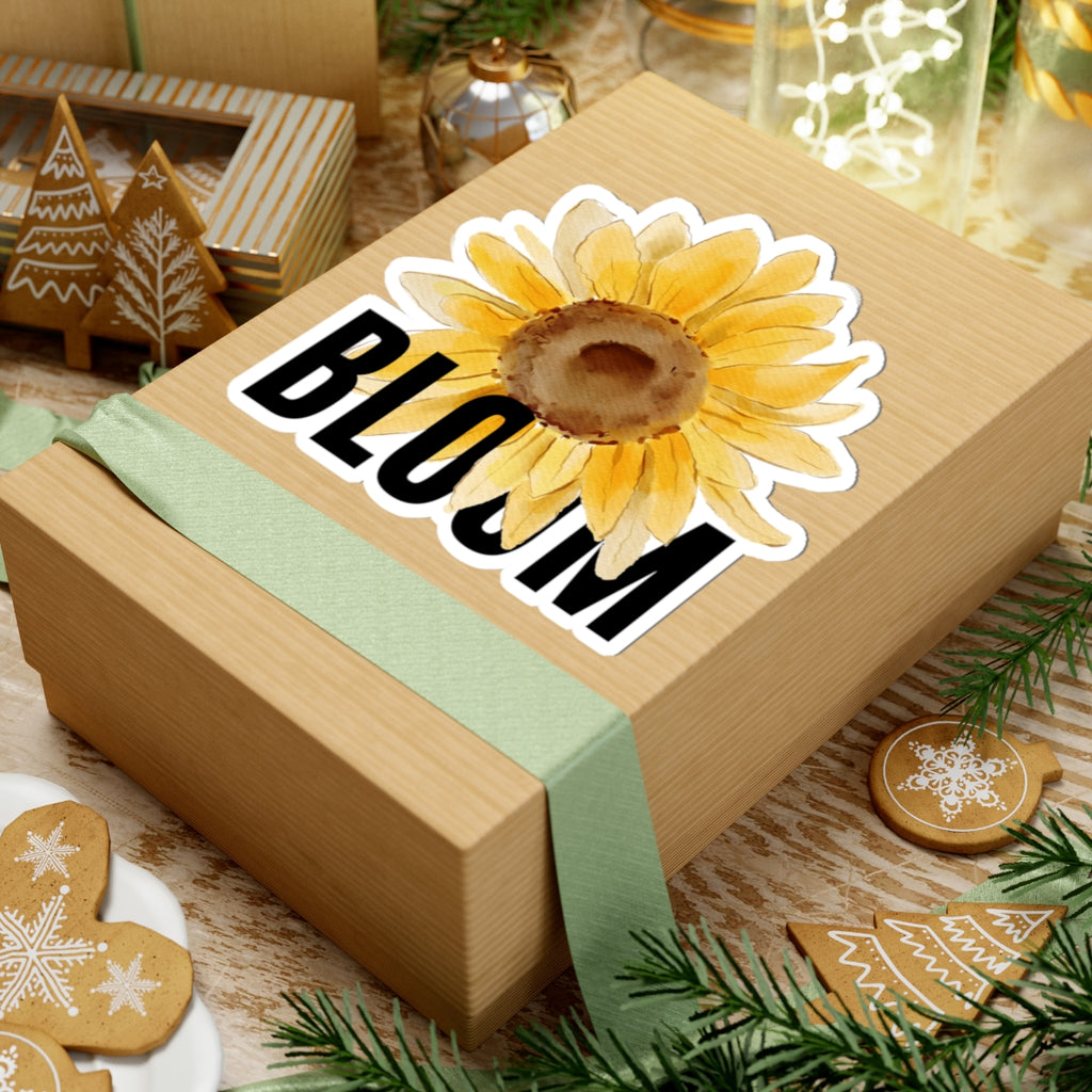 Bloom Sunflower Sticker — Yellow Watercolor Floral Kiss-Cut Laptop Decal