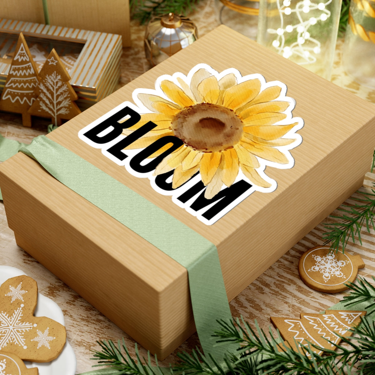 Bloom Sunflower Sticker — Yellow Watercolor Floral Kiss-Cut Laptop Decal