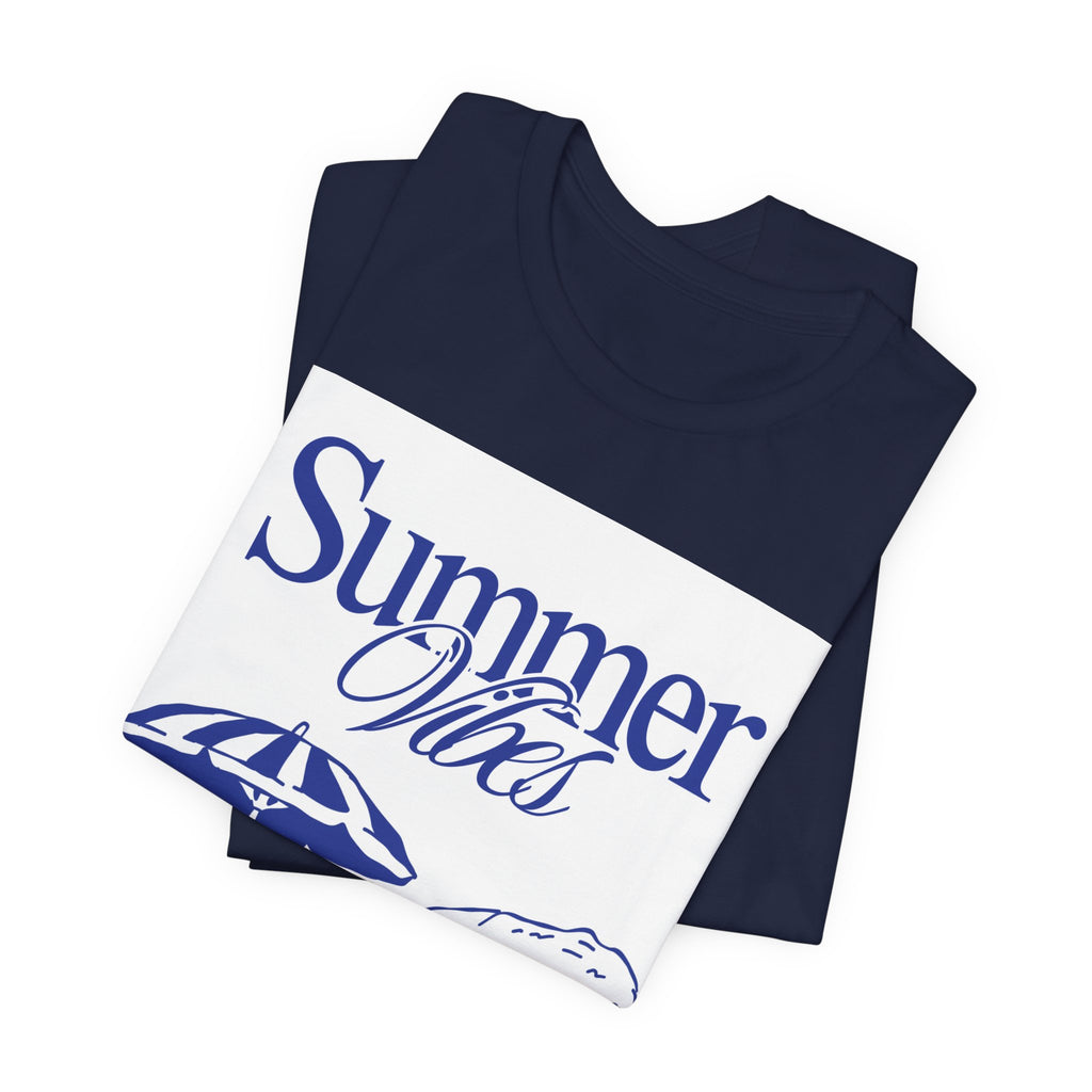 Summer Vibes Beach T-Shirt — Coastal Umbrella & Seaside Illustration Tee