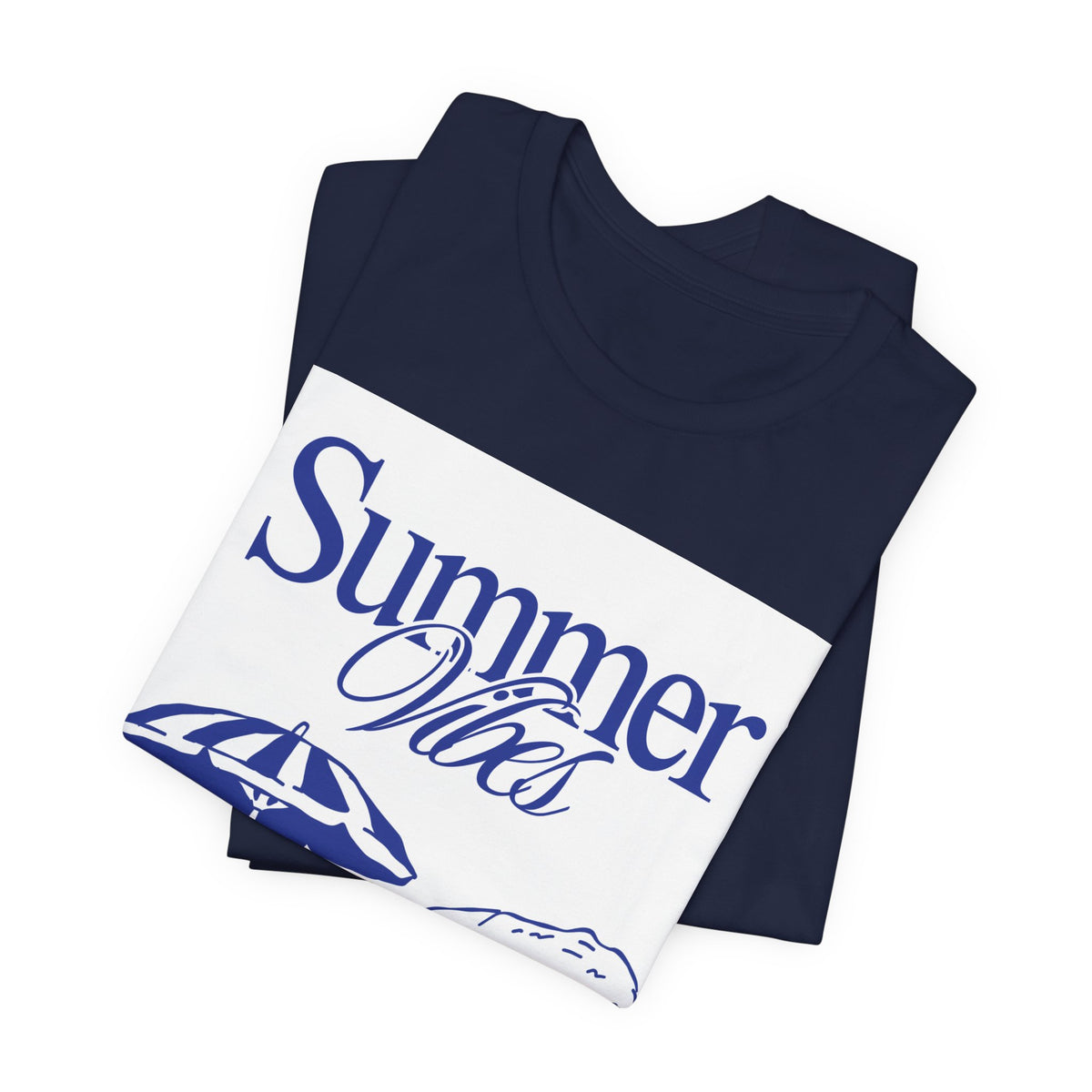 Summer Vibes Beach T-Shirt — Coastal Umbrella & Seaside Illustration Tee