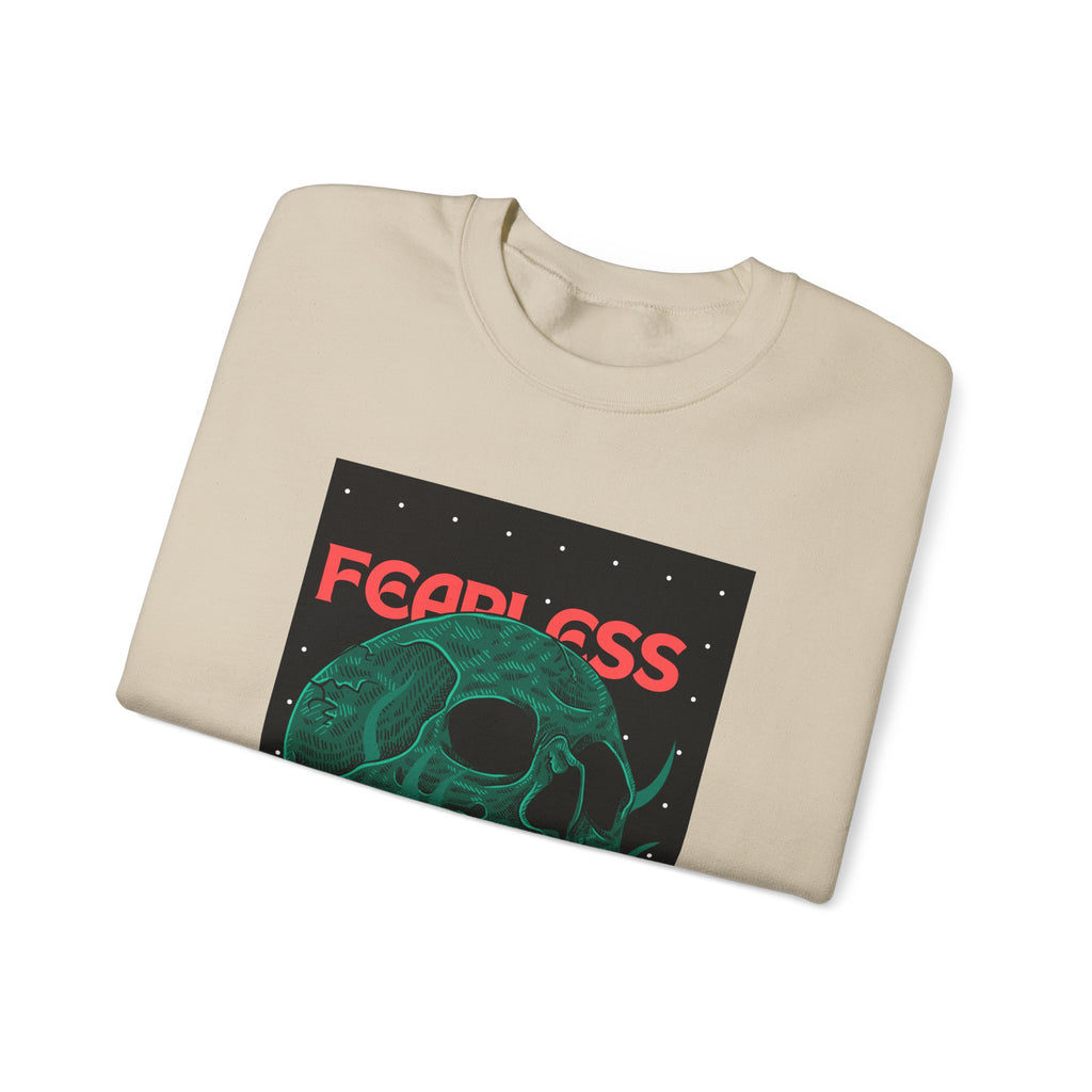 Fearless Skull Crewneck Sweatshirt — Green Skull Graphic Pullover
