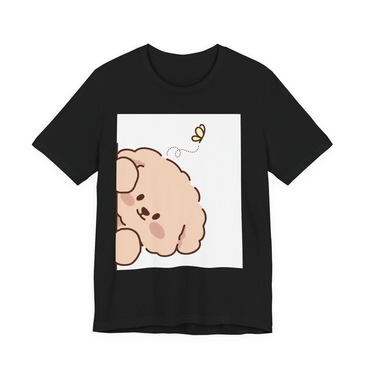Cute Peekaboo Puppy T-Shirt — Adorable Cartoon Dog with Butterfly Tee