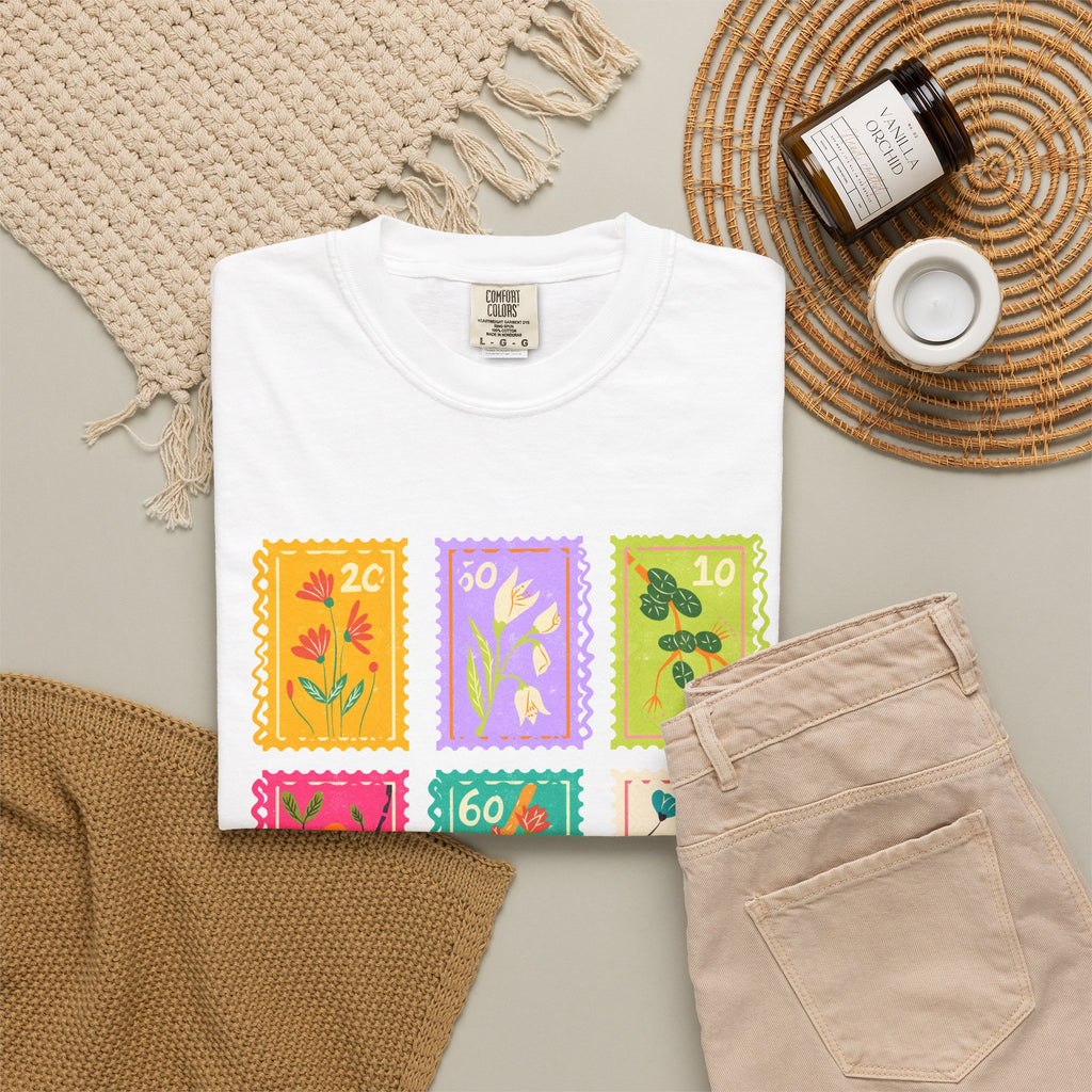 Floral Stamp Collage T-Shirt