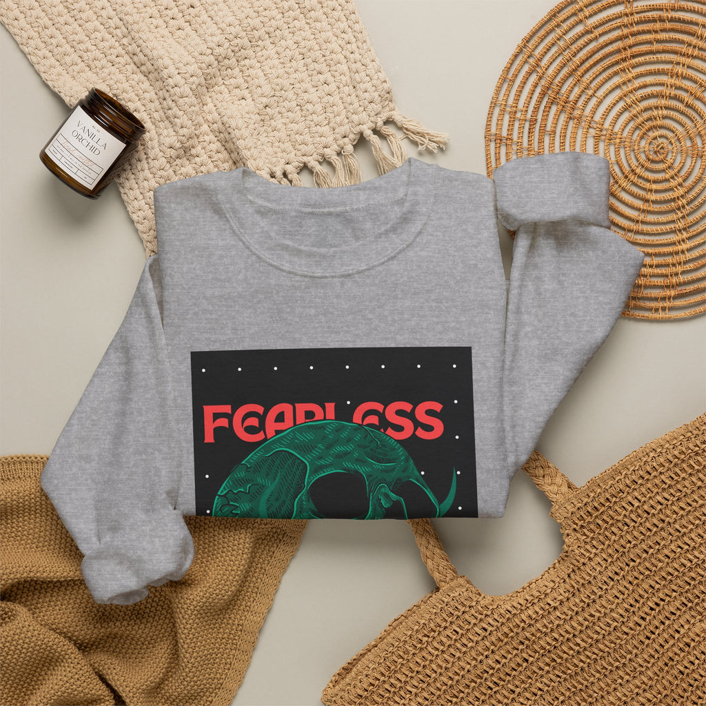 Fearless Skull Crewneck Sweatshirt — Green Skull Graphic Pullover