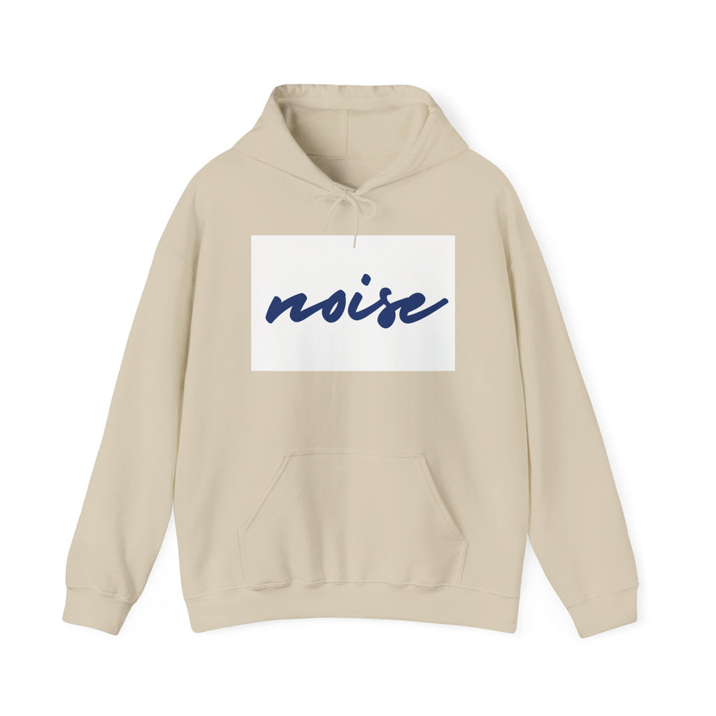 Noise Script Hoodie — Minimalist White Pullover with Handwritten ‘noise’