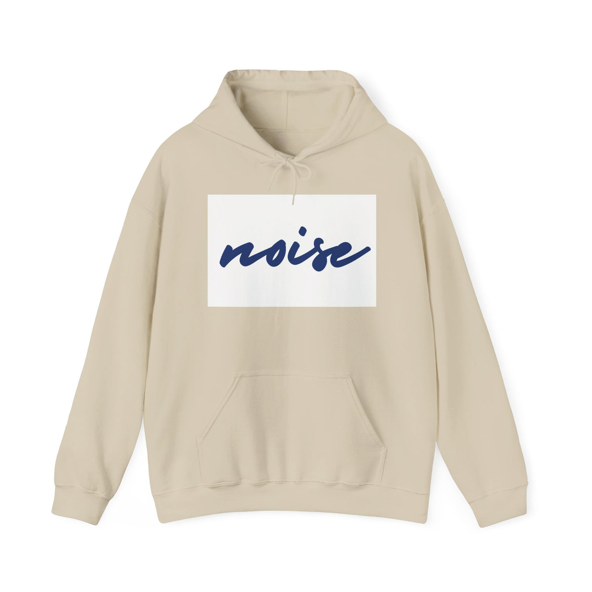 Noise Script Hoodie — Minimalist White Pullover with Handwritten ‘noise’