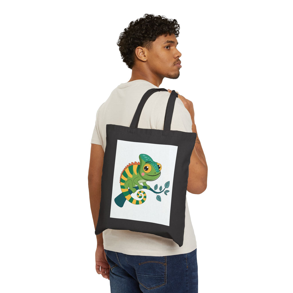 Charming Chameleon Canvas Tote — Cute Green Lizard Eco Shopper