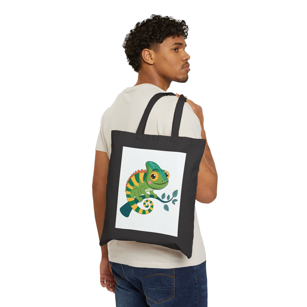 Charming Chameleon Canvas Tote — Cute Green Lizard Eco Shopper