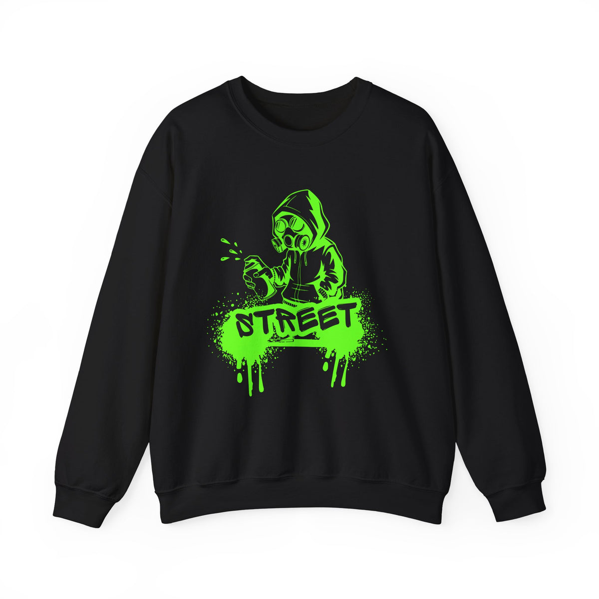 Street Graffiti Hoodie Sweatshirt — Neon Green Spray Paint Design