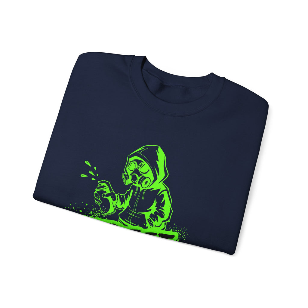 Street Graffiti Hoodie Sweatshirt — Neon Green Spray Paint Design
