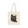 Black Cat Watercolor Tote — Cotton Canvas Cat Tote Bag