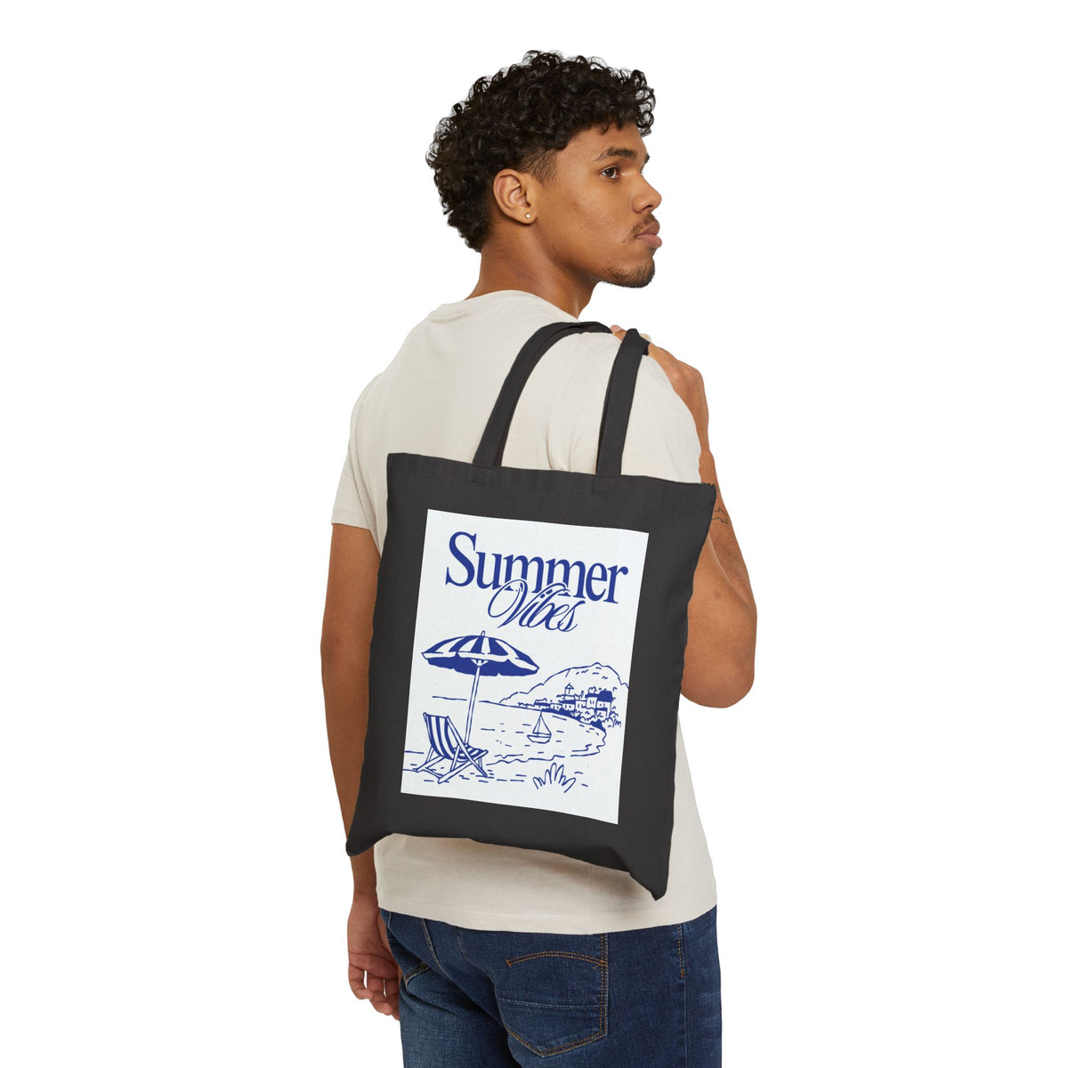 Summer Vibes Beach Tote Bag – Canvas Shopping & Beach Market Bag