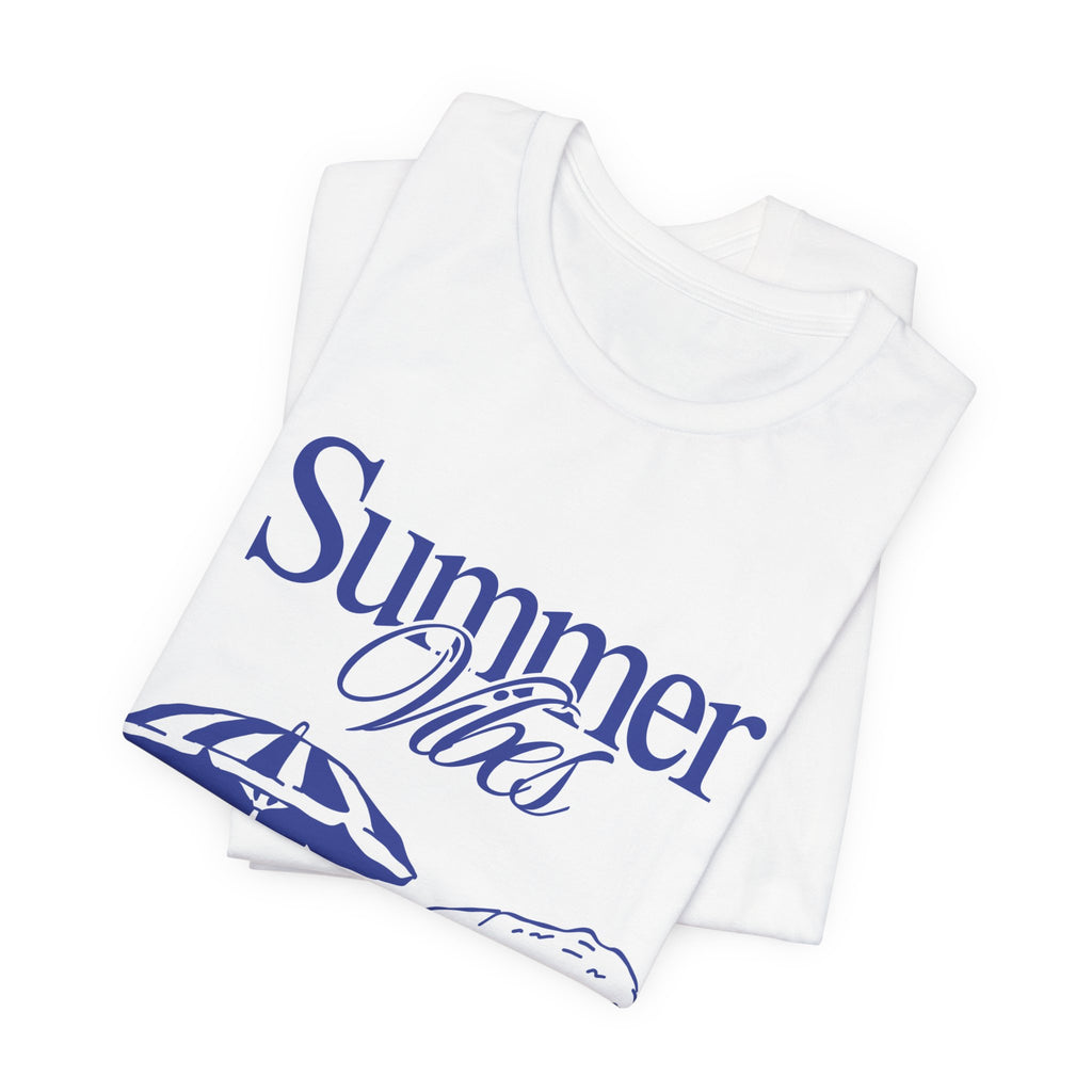 Summer Vibes Beach T-Shirt — Coastal Umbrella & Seaside Illustration Tee