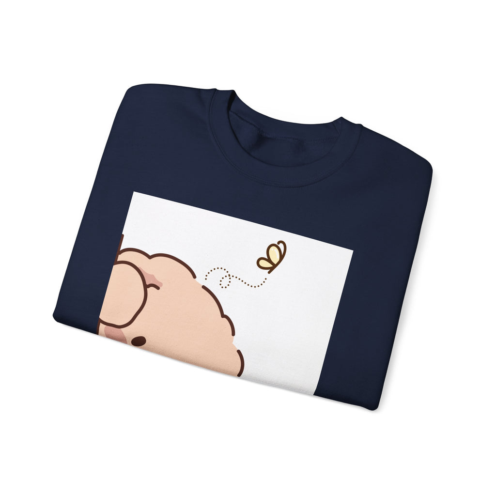 Cute Peeking Puppy Crewneck Sweatshirt – Adorable Cartoon Dog with Bee Design
